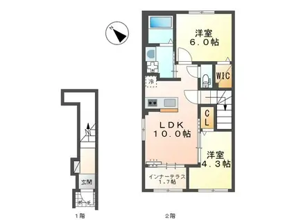 スターテラスII東川口(2LDK/2階)の間取り写真