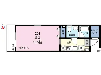 ボヌール東長崎(1K/2階)の間取り写真