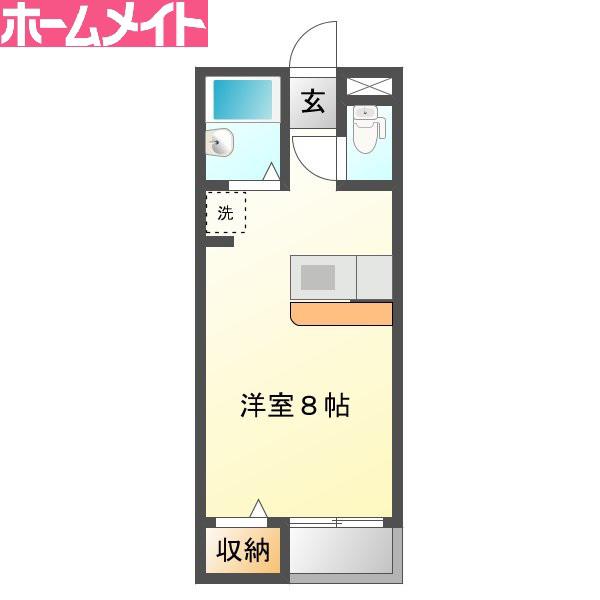 オリーブB(ワンルーム/2階)の間取り写真
