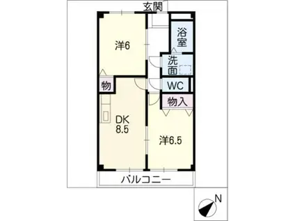 クレセントコート愛(2DK/2階)の間取り写真