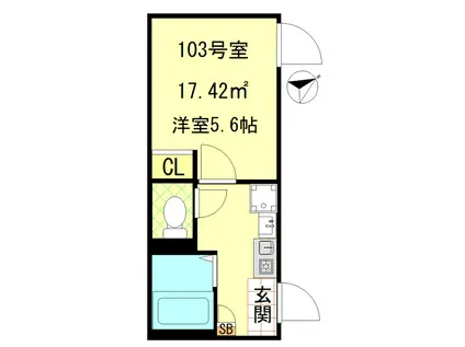 LECOCON平井(1K/1階)の間取り写真