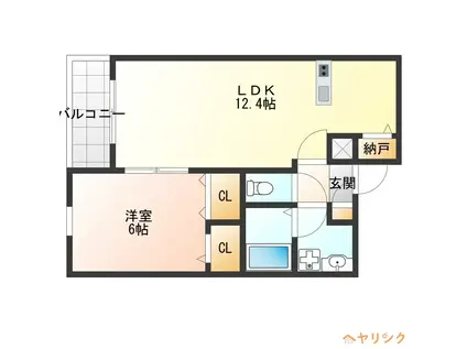 ジーメゾン枇杷島グランディール(1LDK/2階)の間取り写真