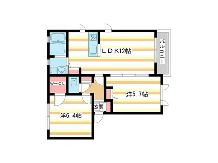 ブリッサコートII(2LDK/2階)の間取り写真