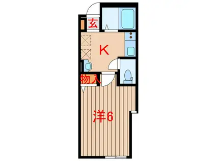 アリスワン南三咲(1K/1階)の間取り写真