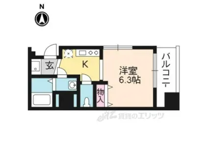 グラマシー京都(1K/2階)の間取り写真
