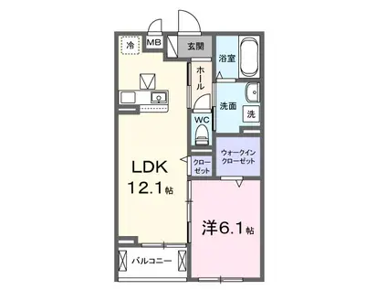 クオーレ III(1LDK/3階)の間取り写真