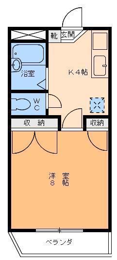 ファミール北代II(1K/1階)の間取り写真