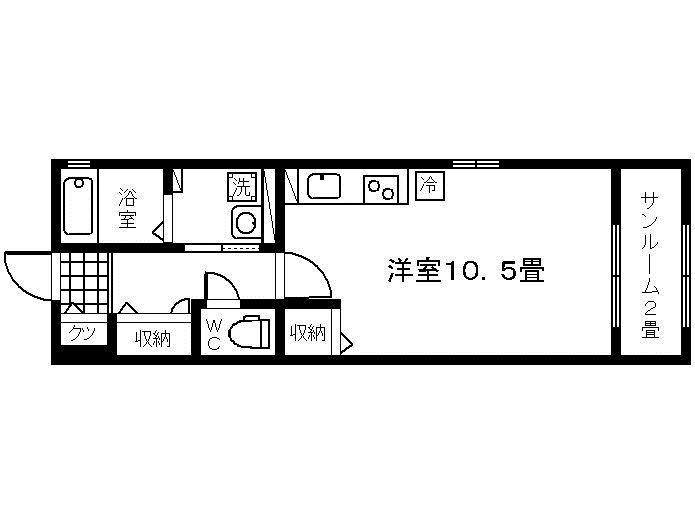 AGハイムA棟(ワンルーム/2階)の間取り写真