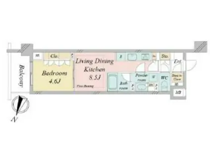 ドゥーエ早稲田(1LDK/4階)の間取り写真