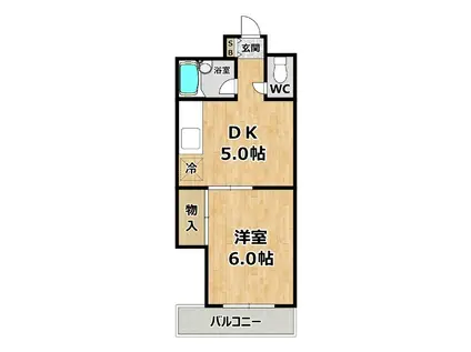 ピュアライフ福町(1DK/2階)の間取り写真