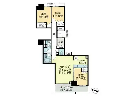 大宮スカイ&スクエア ザ・タワー(3LDK/6階)の間取り写真