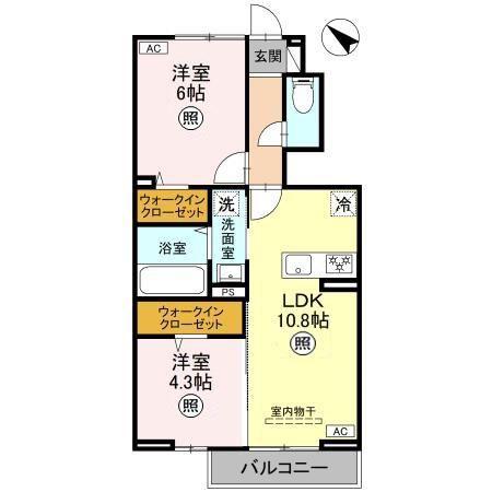 CLASSEUM桶川泉I/II II(2LDK/1階)の間取り写真