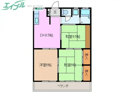 城東ハイツI(3DK/2階)の間取り写真