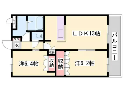 カサミラドールグランデ(2LDK/1階)の間取り写真