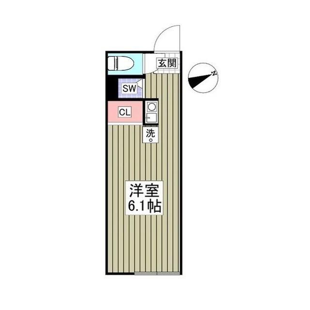 スリーパインズ(ワンルーム/2階)の間取り写真