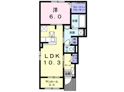 ケーズコート 鶴原II(1LDK/1階)の間取り写真