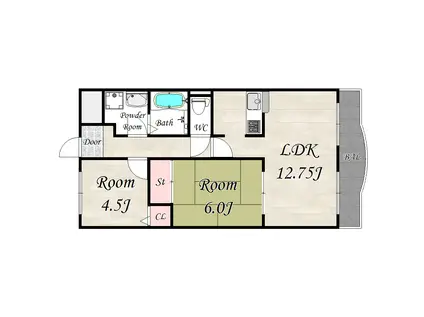 サンプラザ神楽(2LDK/6階)の間取り写真