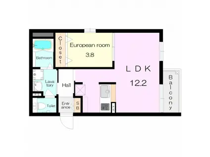 スゥドティグレ(1LDK/1階)の間取り写真