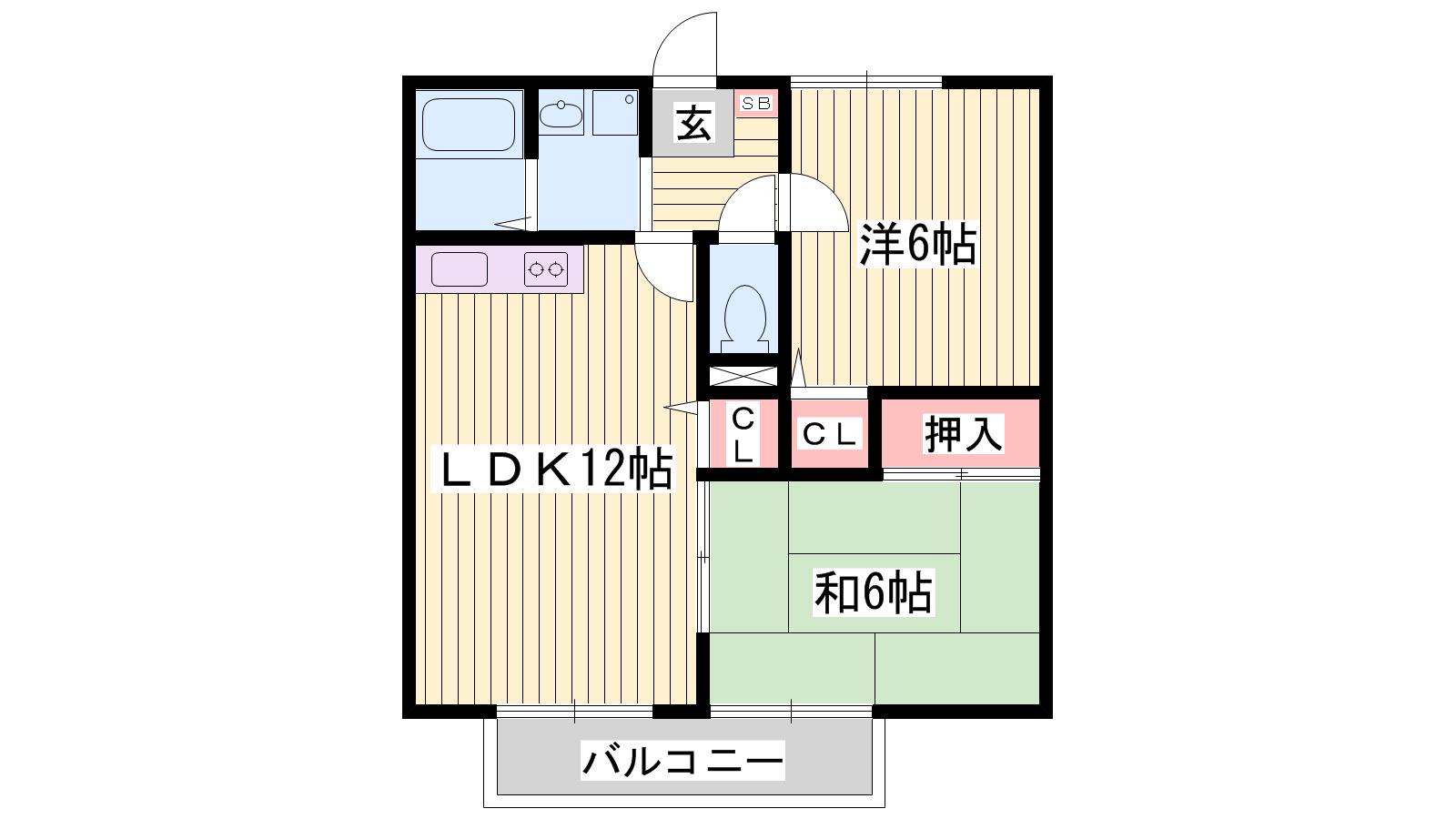 リヴェール中村(2LDK/1階)の間取り写真