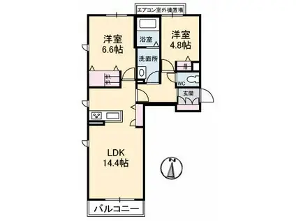 セントリビエ(2LDK/3階)の間取り写真