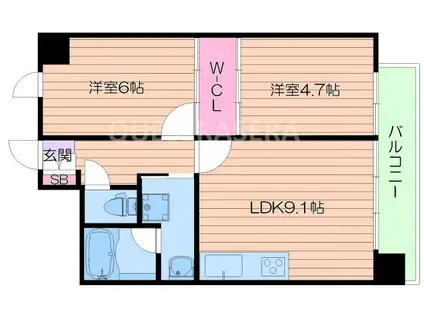 ES-GRANDE UMEDAKITA(2DK/5階)の間取り写真