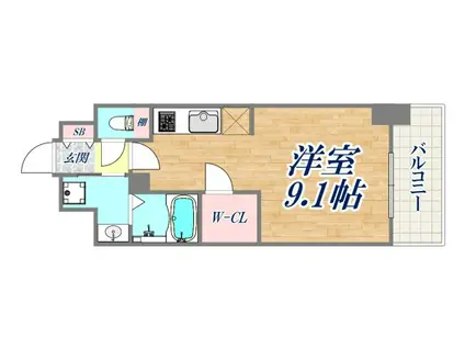 プレサンス神戸水木通ルミエス(ワンルーム/10階)の間取り写真