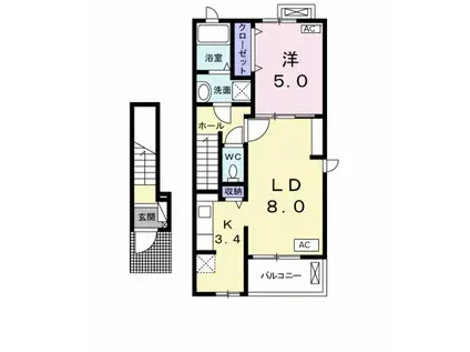 ファイナル ブルー(1LDK/2階)の間取り写真