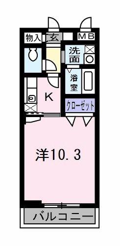 シェーンタール須磨(1K/2階)の間取り写真