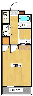 KKマンション(1K/2階)の間取り写真