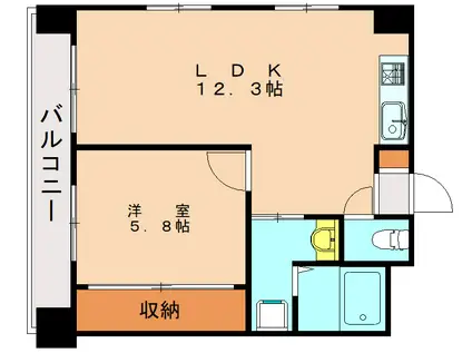 ソレイユ東比恵(1LDK/2階)の間取り写真