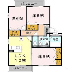 クレールE(3LDK/3階)の間取り写真