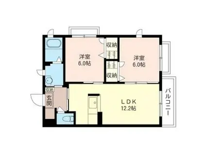 グラメゾンけやき シャーメゾン(2LDK/3階)の間取り写真