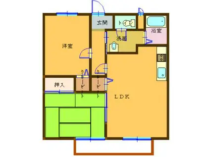 プラジール川西(2LDK/1階)の間取り写真