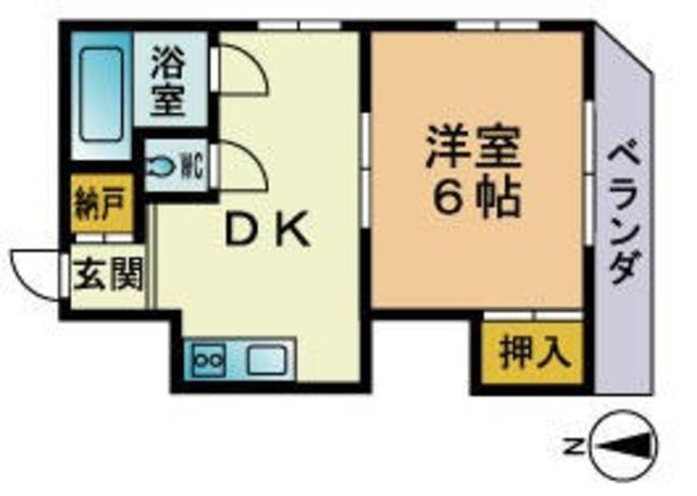 ハイツモリヤ(1DK/3階)の間取り写真