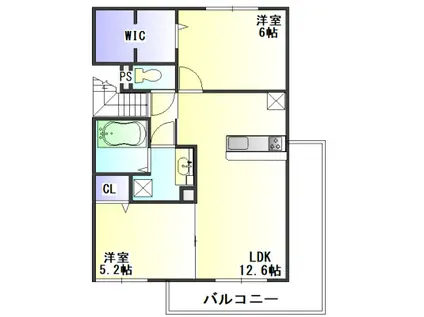 ボヌールメゾン(2LDK/2階)の間取り写真