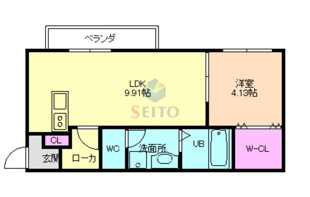 HERBE豊中曽根(1LDK/3階)の間取り写真