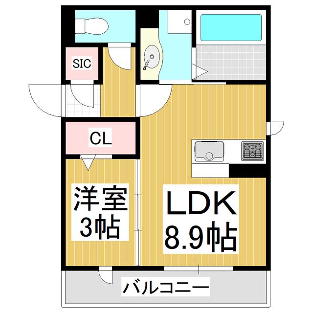 GRAND D-ROOM 島内新橋(1LDK/2階)の間取り写真