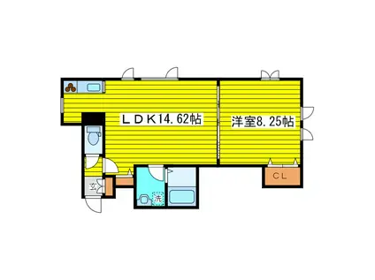 クラージュN16(1LDK/3階)の間取り写真