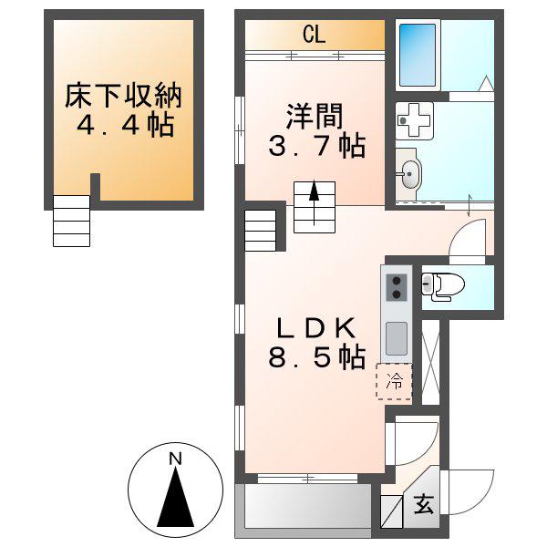 JOLIE MAISON2(1LDK/2階)の間取り写真