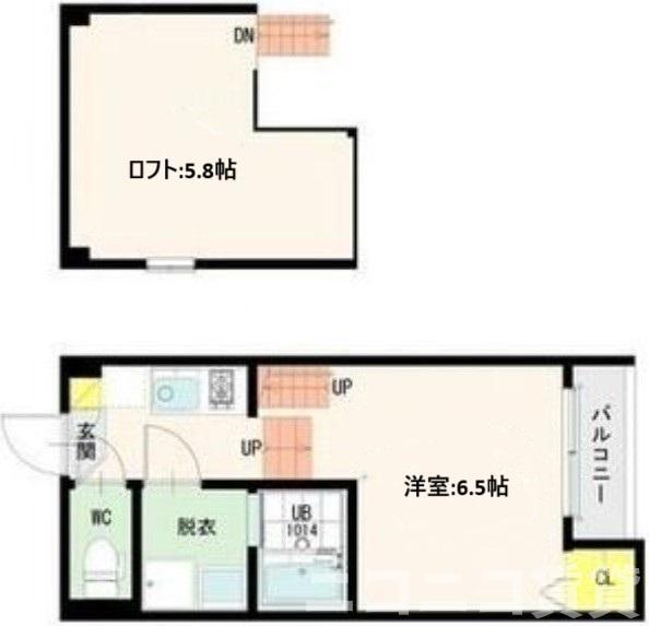 エルファード長町(1K/1階)の間取り写真