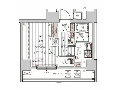 メインステージ浅草入谷I(1K/15階)の間取り写真