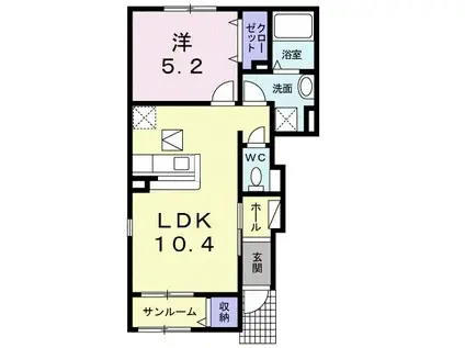 プリエ エトワール I(1LDK/1階)の間取り写真
