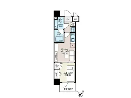 ベルファース大森ノース(1DK/6階)の間取り写真