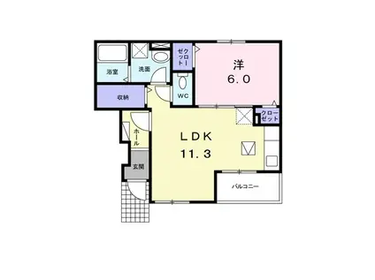 エタンリジエールII A棟(1LDK/1階)の間取り写真