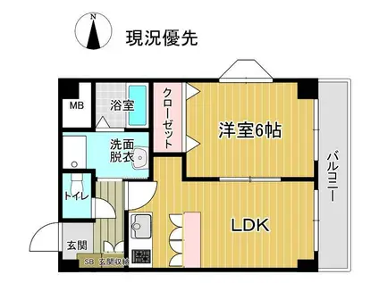 ラル・シティ大野目(1LDK/4階)の間取り写真