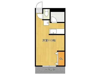 コーポピアなかやまE棟(ワンルーム/2階)の間取り写真