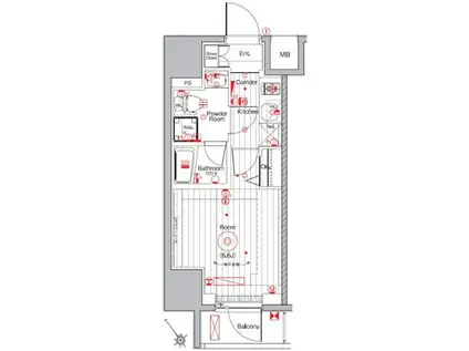 メイクスデザイン池袋(1K/9階)の間取り写真