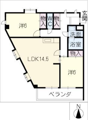 サンシティー覚王山(2LDK/2階)の間取り写真