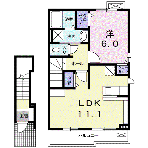 フェリーチェ(1LDK/2階)の間取り写真