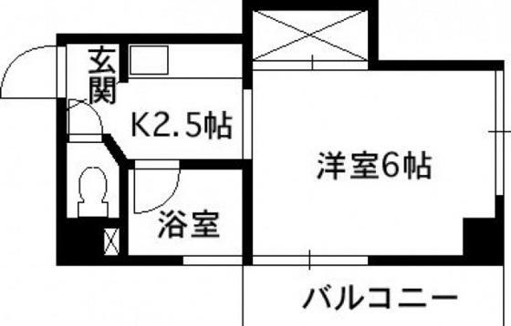 北神ビル(1K/2階)の間取り写真